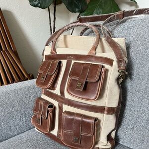 Matt & Nat Canvas and plant leather tote bag